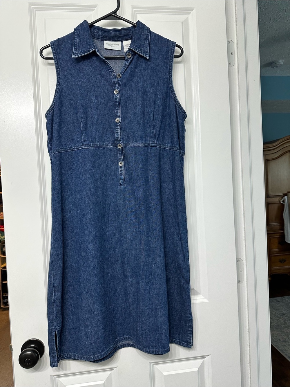 Liz Claiborne Sleeveless Denim Midi Dress in Dark Blue